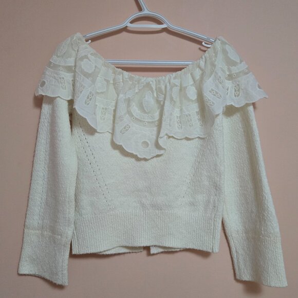 Anthropologie Maeve - Lace-Collar Cardigan Sweater - Picture 4 of 7